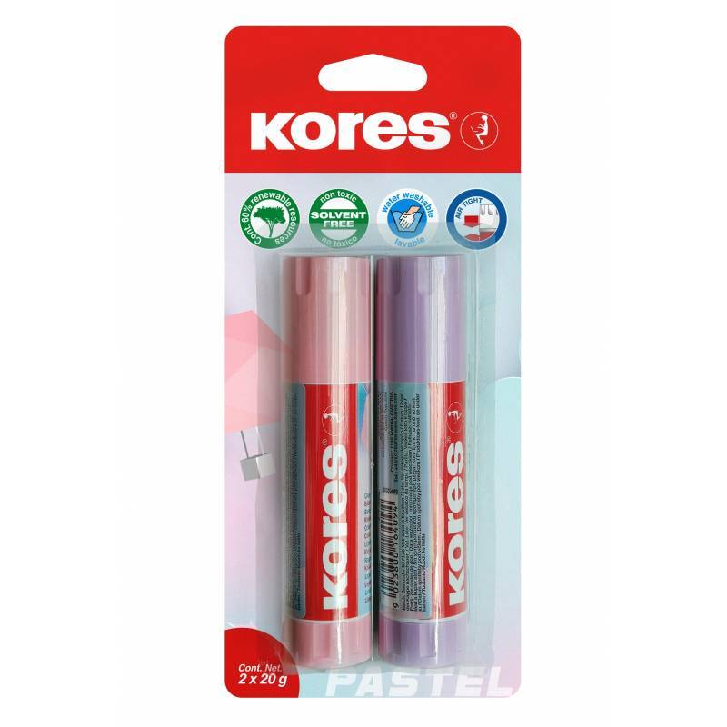 Клей-карандаш 20г Kores Pastel цвет корпуса в асс. 2шт/уп12827 1337952