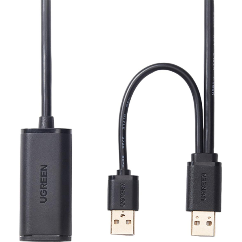 Кабель UGREEN удлинитель US137 USB 2.0 Active, 10м, черный (20214) 1940673