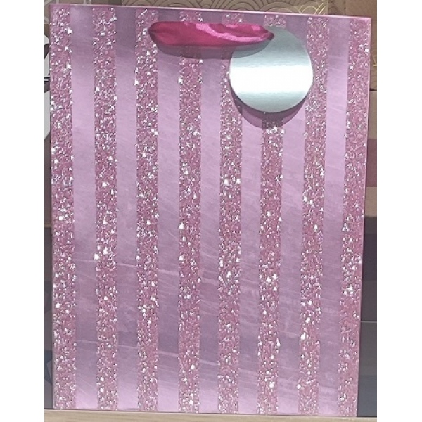 Пакет подарочный с глиттером, полоска, размер Ml Чудо праздник PGML-06-PN