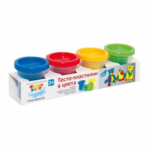 Тесто-пластилин 4 цвета, набор для детского творчества Genio Kids TA1008V