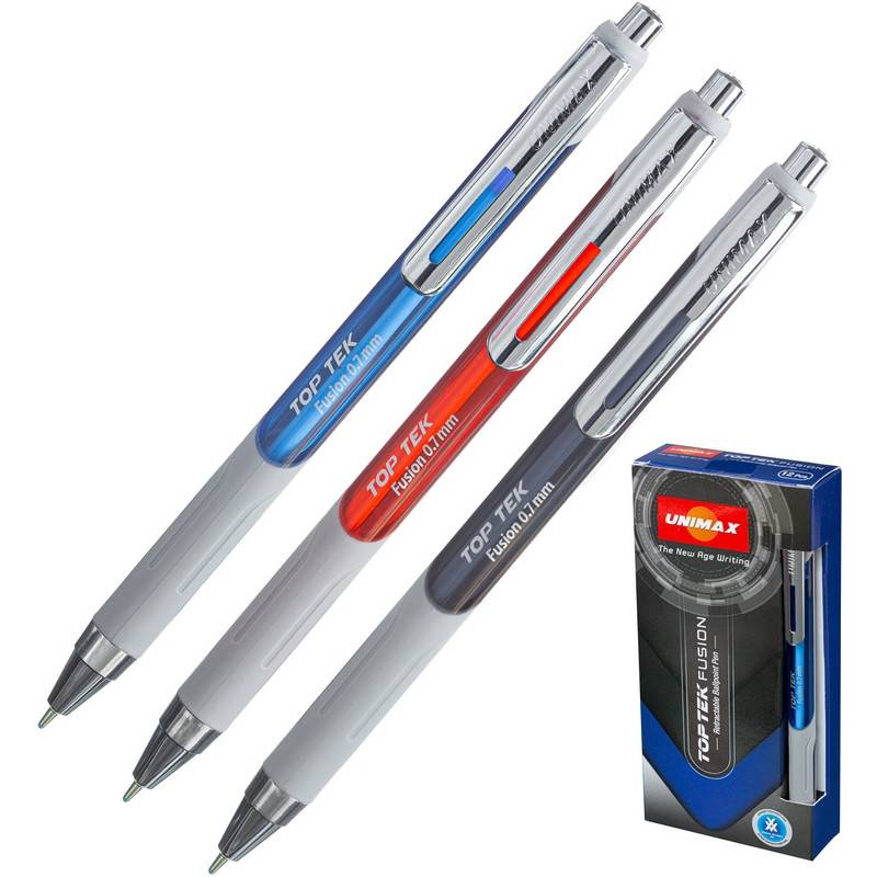 Ручка шариковая автоматическая Unimax Top Tek Fusion синяя (толщина линиии 0.5 мм) 1038963