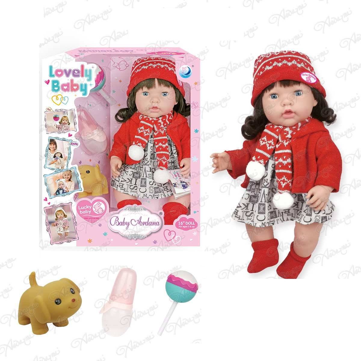Пупс-кукла "Baby Ardana" в платье и красной курточке, в наборе с аксесс. 40см ABtoys WJ-C0014