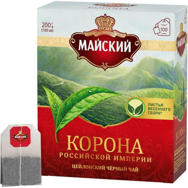 Чай Майский Корона Российской Империи черный 100пакx2г 412332