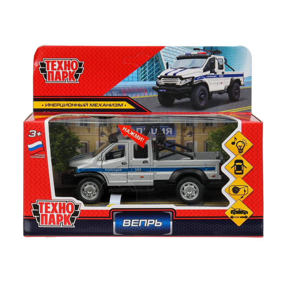 Машина металлическая свет-звук "Газ Вепрь Полиция", 12,5 см. инерция, белый Технопарк VEPRNEXT-12SLGUN-POLWH