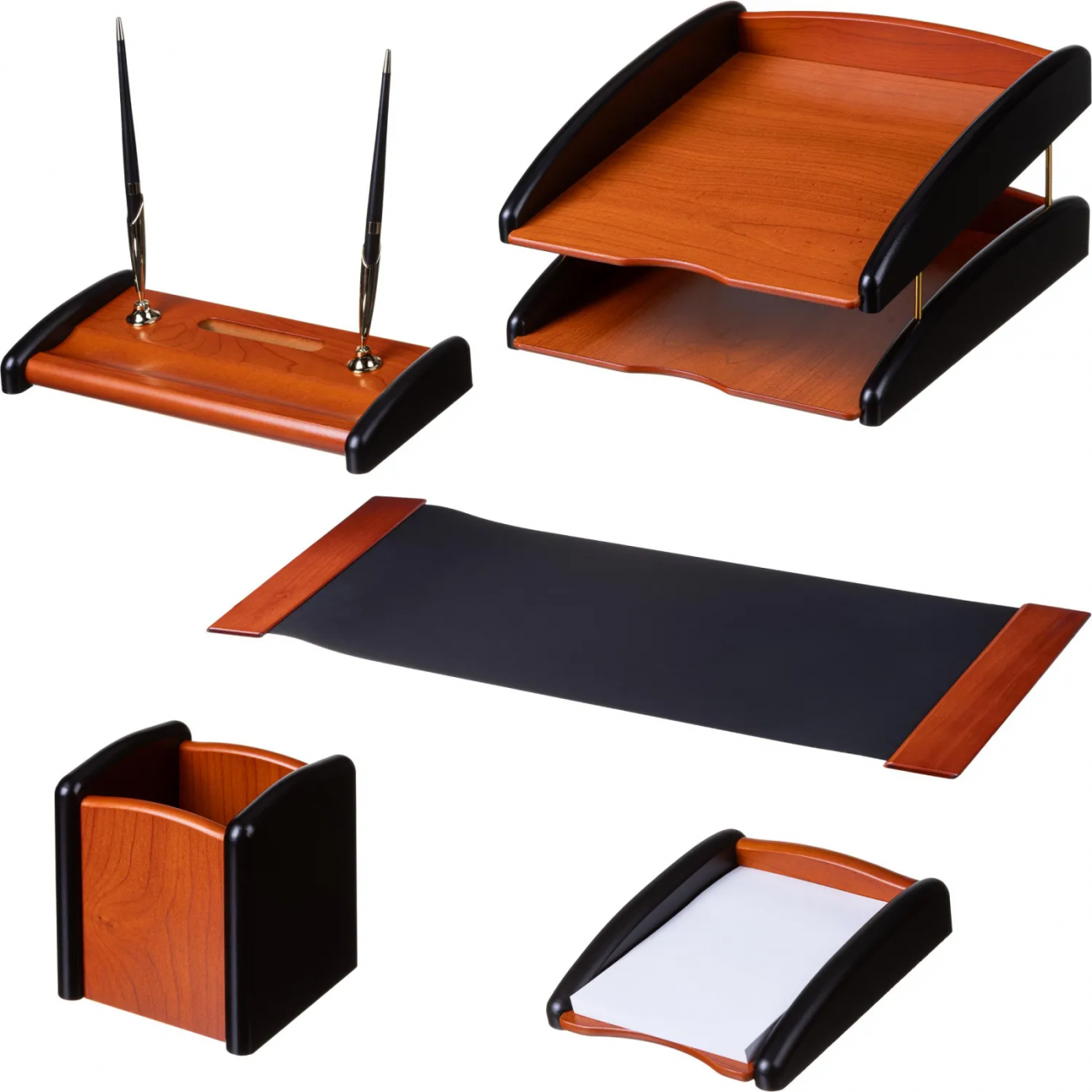 Набор настольный RS5M-3A на 5 предметов из МДФ, цвет: палисандровый/черный 1979215