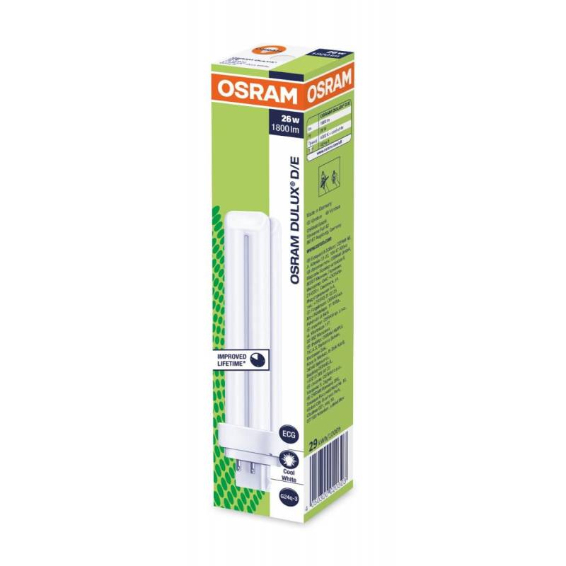 Лампа люминесцентная КЛЛ неинтегрирован. OSRAM CFL DULUX D/E 26W/840 G24Q-3 1322395 4050300020303      