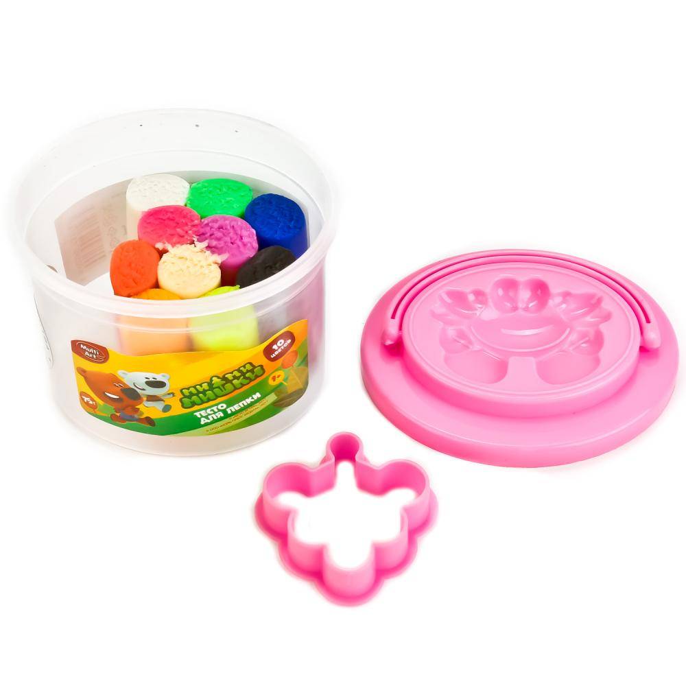 Набор теста для лепки "Мимимишки" в ведре (10 цв.x75гр.+1 формочка) MultiArt 75101-MIMI