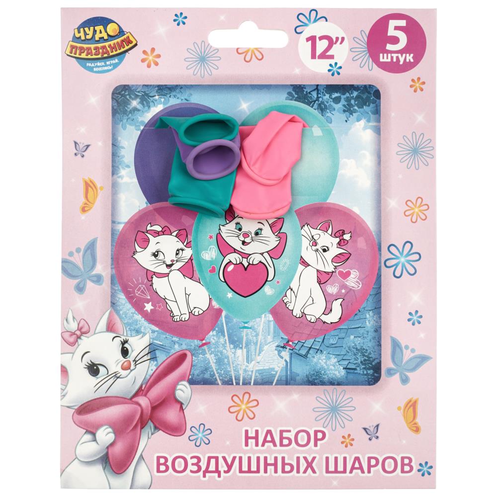Латексные шары коты, 30 см, набор 5 штук, цветные Чудо праздник LBC-135534-CM