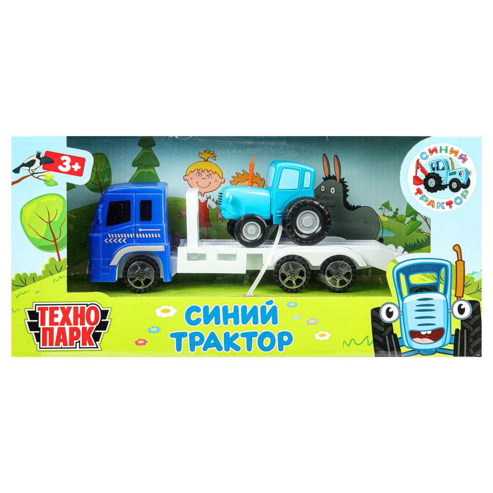 Машина металлическая "Синий трактор" с автоперевозчиком, 7,5 см. синий Технопарк BLUTRA-7-AUTO