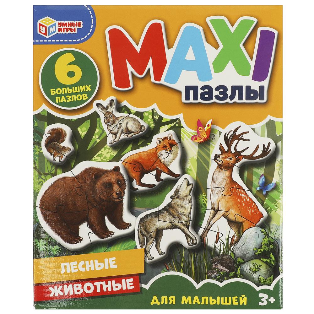 Макси-пазлы Лесные животные, 6 деталей, для малышей Умные игры 4660254410855