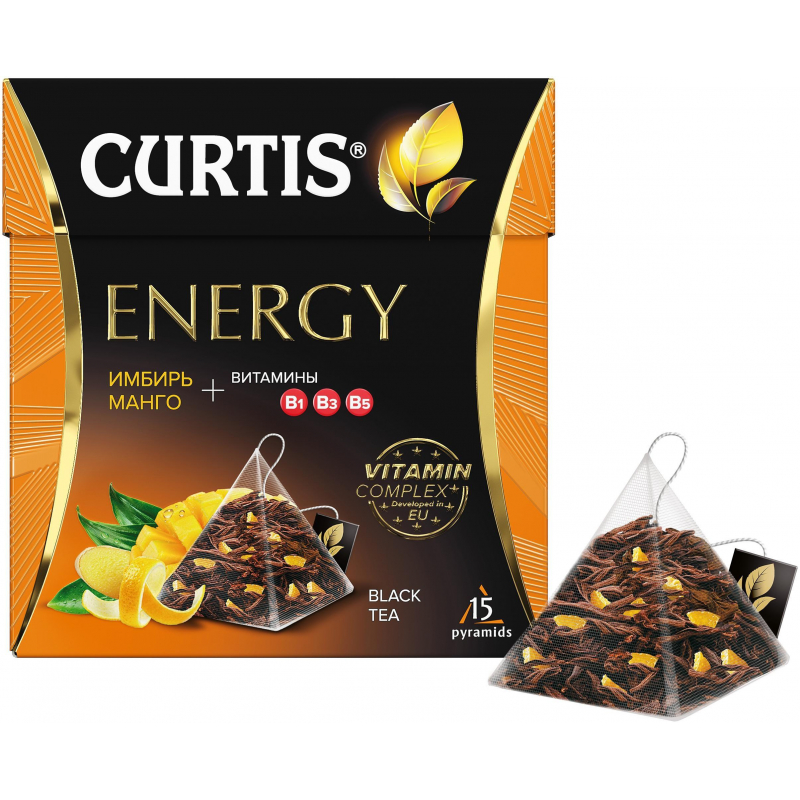 Чай Curtis черный Energy,ароматизированный,средний лист, 15шт/уп 1423045