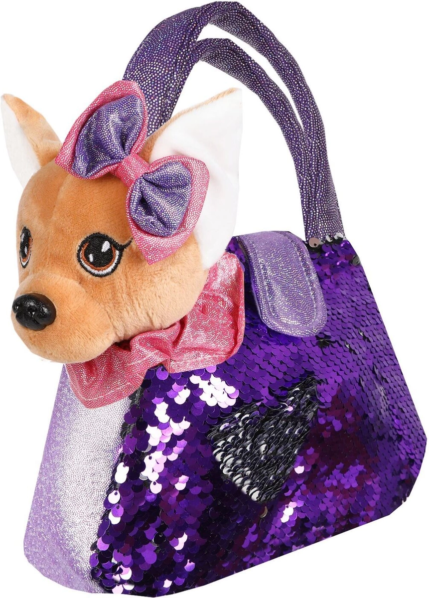 Мягкая игрушка Щенок в сумочке с пайетками, 19см. Fluffy Family 681689
