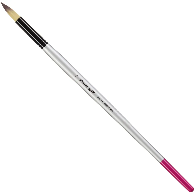 Кисть художественная Комус Арт синтетика средн.жест,кругл,№10,длинная ручка 1857702