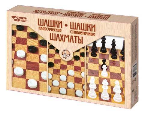 Игра настольная "Шашки классические, шашки стоклеточные, шахматы" Тридевятое царство 03873 ЦАРСТВО