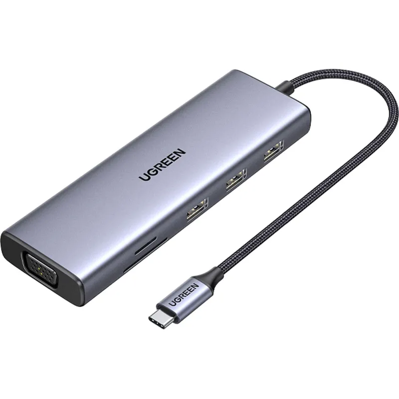 Разветвитель USB UGREEN CM498 (15600) USB-C to 3xUSB-A TF SD VGA RJ45 HDMI 1998884