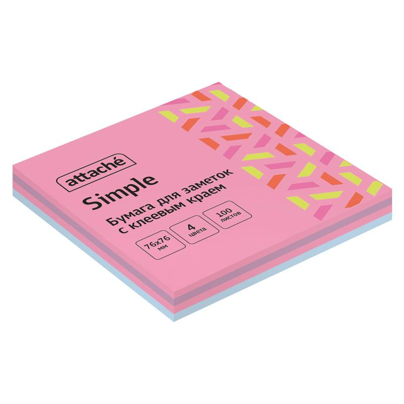 Стикеры Attache Bright colours 76х76 клубничн.радуга 100 л 1622653