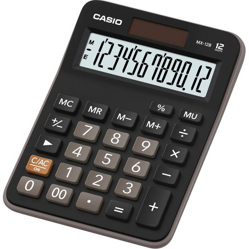 Калькулятор настольный компактный Casio MX-12B 12-разрядный черный 537016