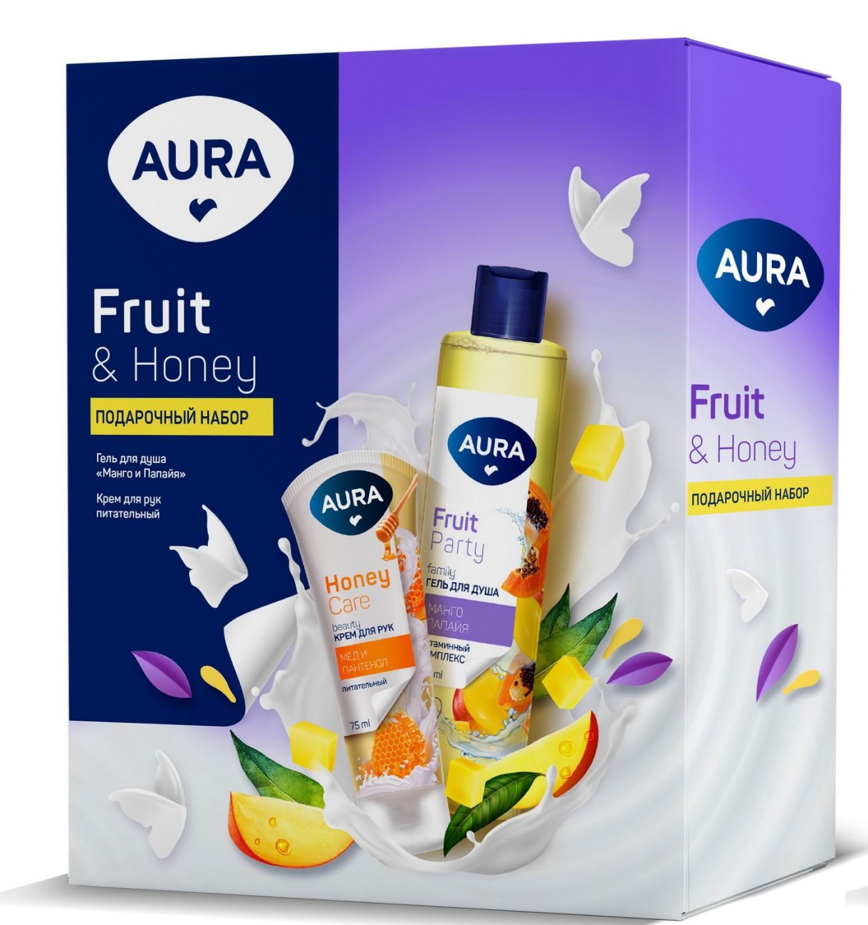 Подарочный набор AURA Fruit and Honey: Гель д/душа 250 мл + Крем для рук 75 мл 4752171018945