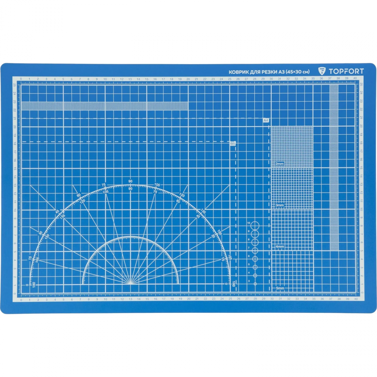 Коврик д/резки Topfort 5ти-слойный А3 (45х30см)2х-сторонний,синий 1881510