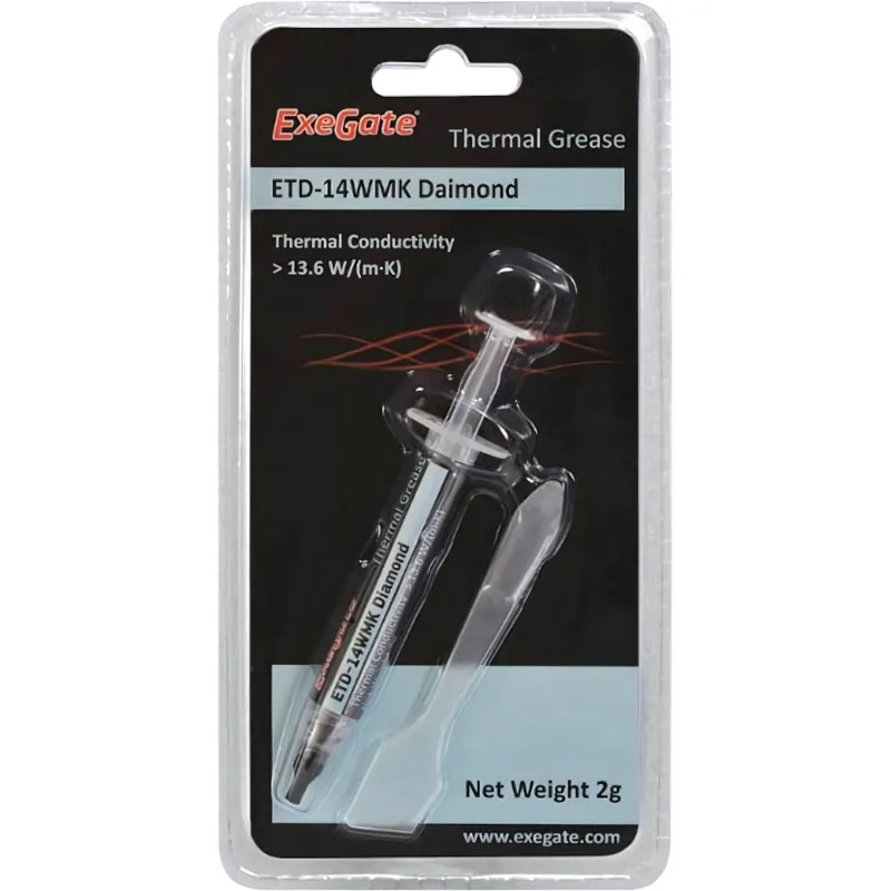 Термопаста ExeGate ETD-14WMK Daimond 2г, шприц с лопаткой (EX282339RUS) 1406353