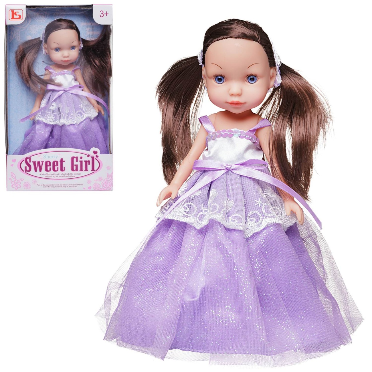 Кукла Junfa в в фиолетовом мерцающем платье с кружевами 24 см WJ-34098