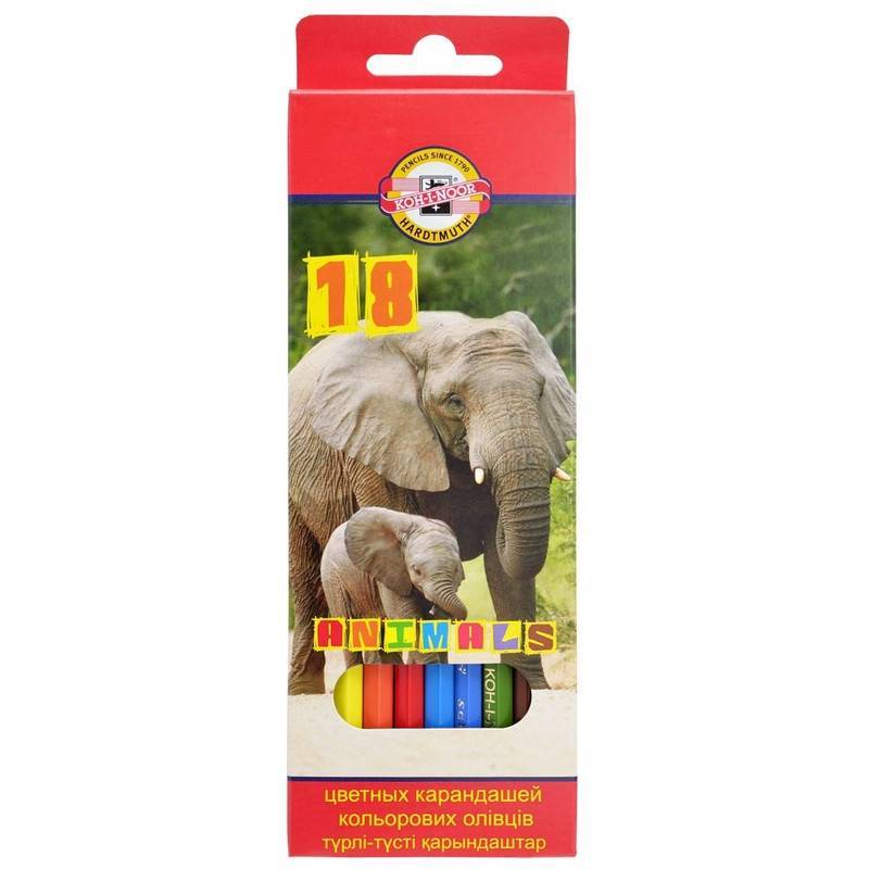 Карандаши цветные Koh-I-Noor Животные 18 цветов шестигранные 8522/BR 1204141