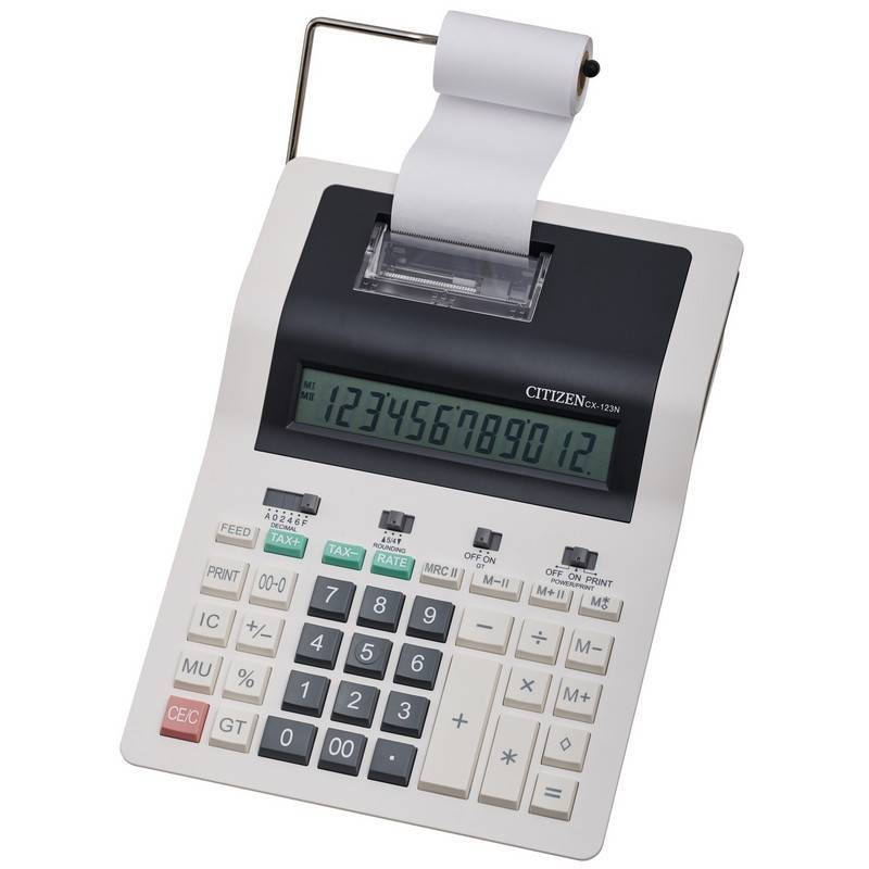 Калькулятор Citizen CX123N с печатающим устройством белый CX-121N 179241