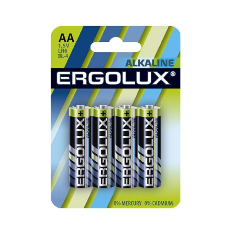 Батарейки Ergolux AA/LR 6 Alkaline BL-4 (LR 6 BL-4, 1.5В)(4 шт в уп.) 1568800 11748