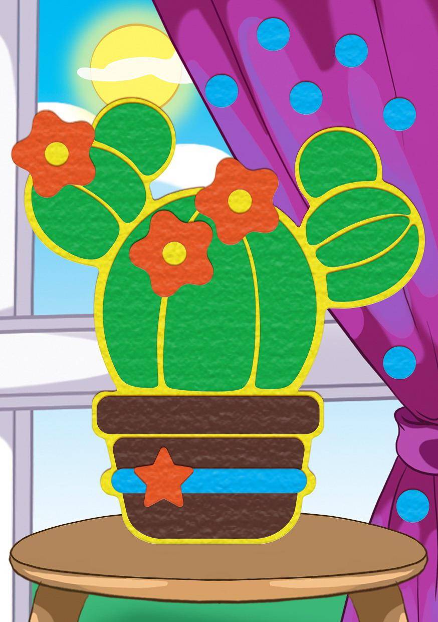 Алмазная мозаика КАКТУС С ЦВЕТОЧКАМИ, с подрамником с полным заполнением, Рыжий кот 10x15см AC1042