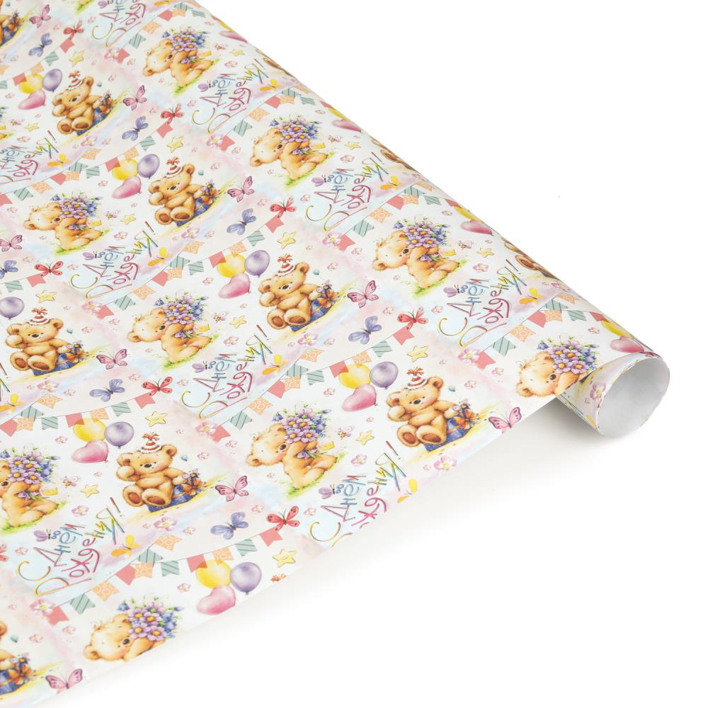 Упаковочная бумага глянцевая "Мишки", 70х100, рулон 1 шт. Чудо праздник WP-114553-TB