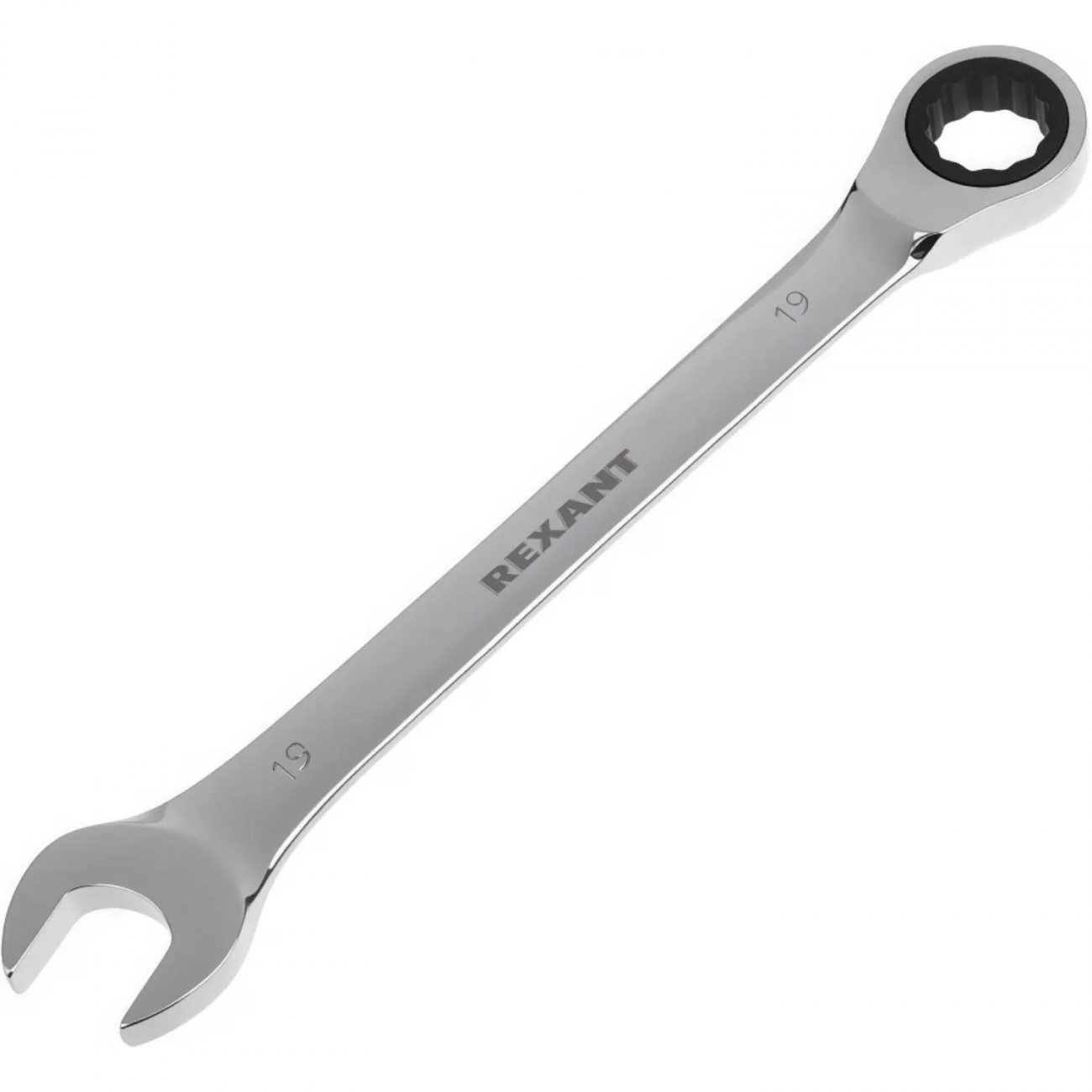 Ключ комбинированный трещоточный 19мм, CrV, зеркальн. хром REXANT 12-5813-1 2381333