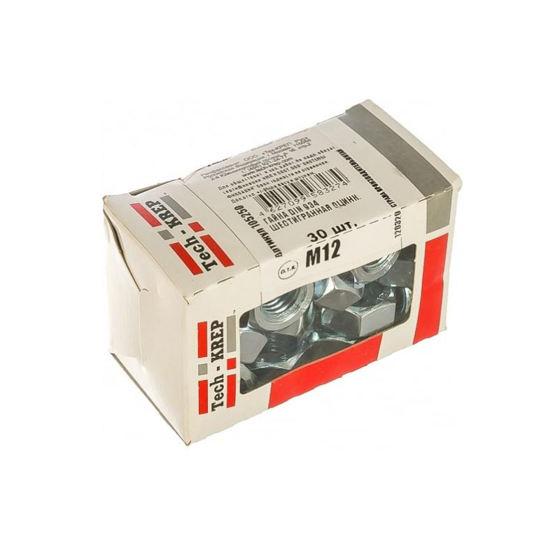 Гайка DIN934 шестигранная оцинк. М12 (30 шт) Tech-Krep 105250 1463774