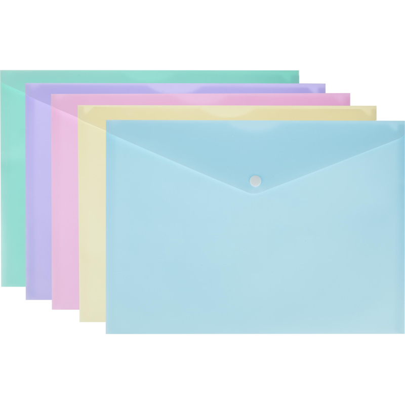 Папка-конверт на кнопке Attache Акварель А4 180 мкм 5шт/уп (цвета в асс) 1561902