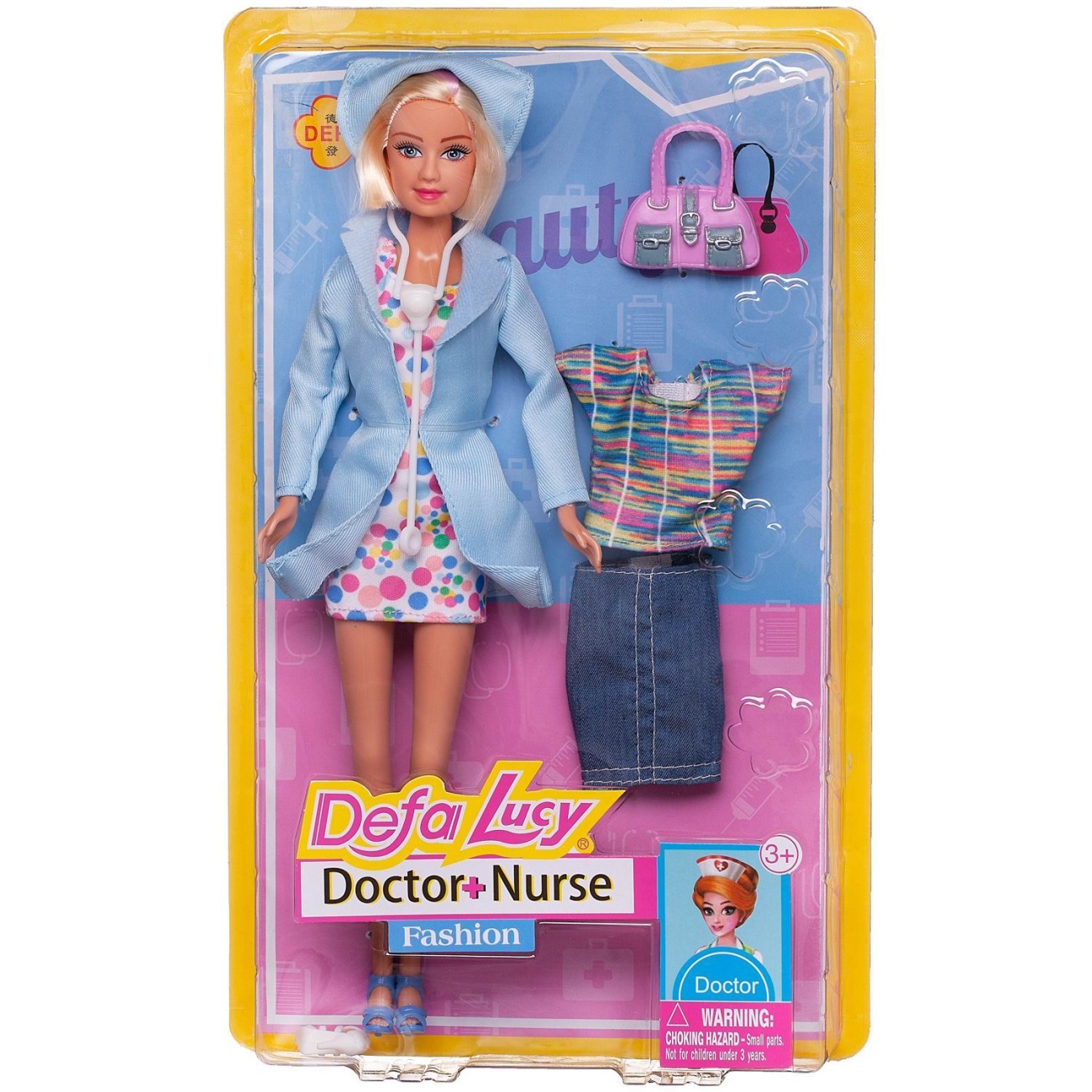 Кукла Defa Lucy Доктор в голубом халате с дополнительным комплектом одежды и аксесс. 29 см 8403d/голубой