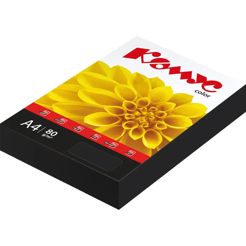 Бумага цветная Комус Color (черный интенсив) 80г, А4, 500 л. 619986