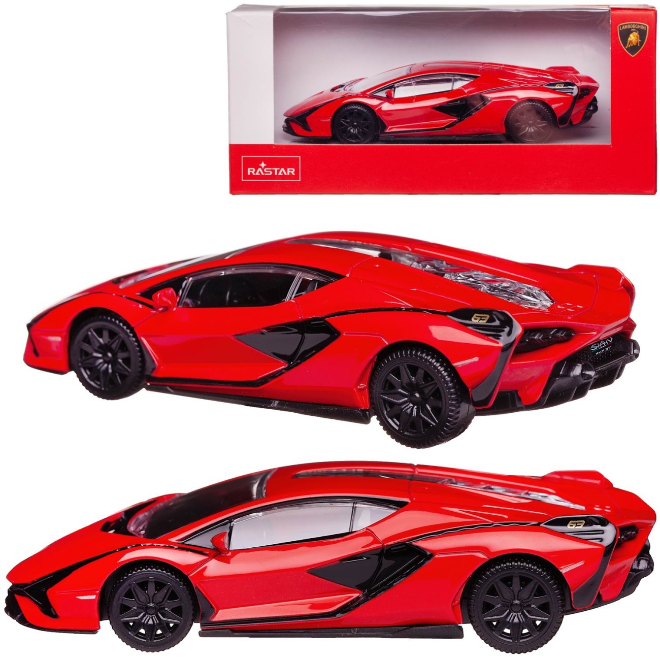Машина металл 1:43 scale Lamborghini Sian, цвет красный Rastar 58900R