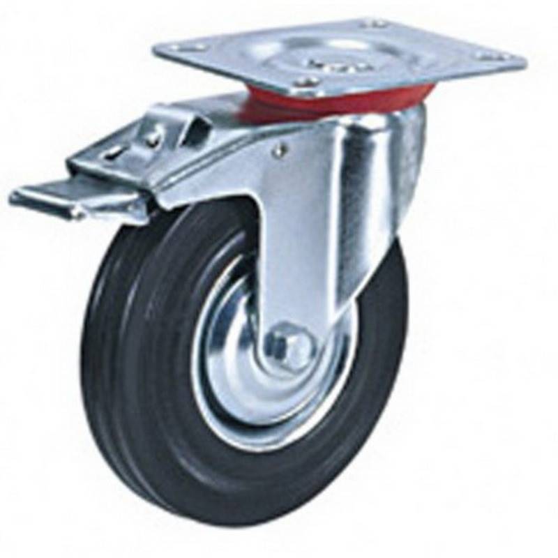 Колесо для тележки SCb 200, повор, литая резина, тормоз, 200мм 372522