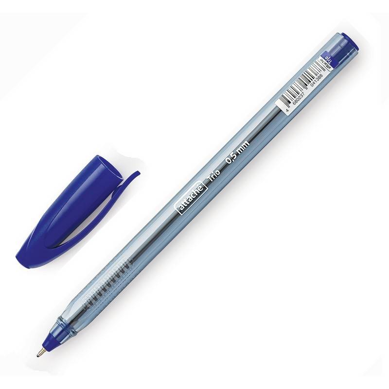Ручка шариковая одноразовая Attache Glide Trio синяя (толщина линии 0.5 мм) 563872