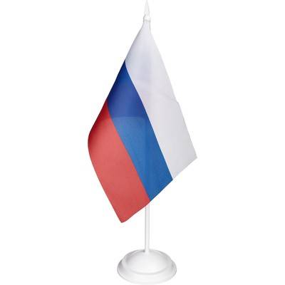 Флаг РФ 12*18см с подставкой 1-ой белый пластик 30см АГТ Геоцентр 455850