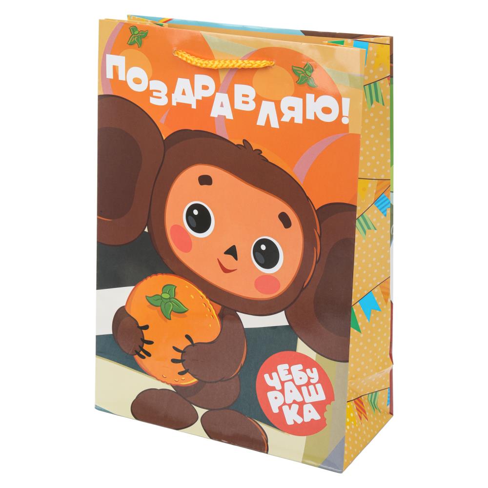 Пакет подарочный глянцевый "Союзмультфильм" ML, Чебурашка, 140 гр/м Чудо праздник PML-111163-CH3 (120)