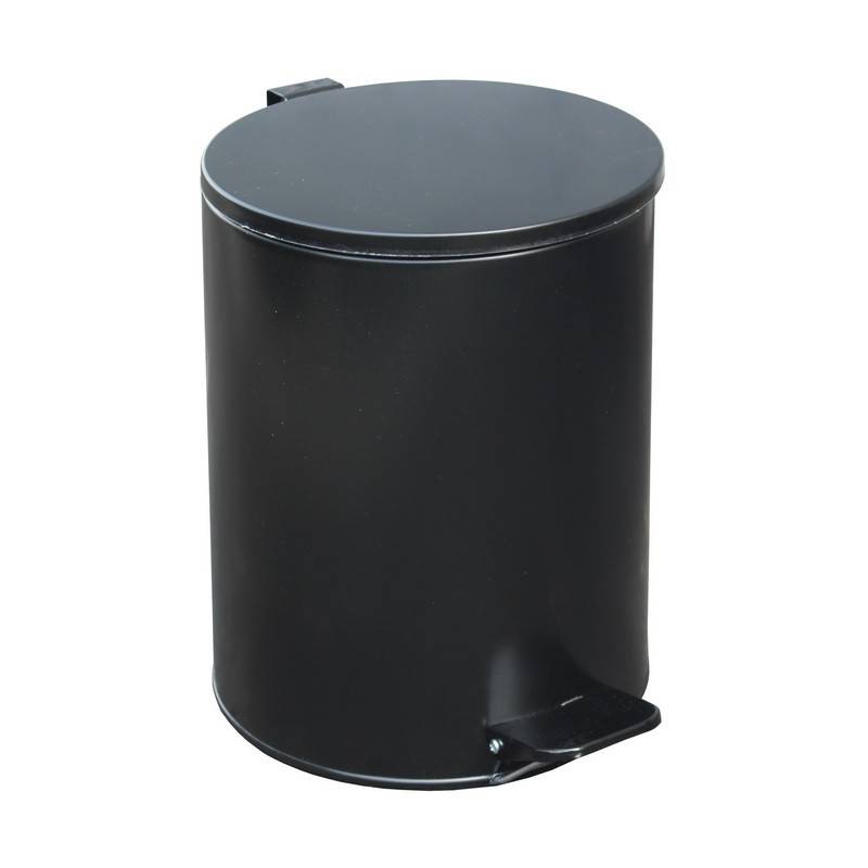 Ведро для мусора с педалью 15 л оцинкованная сталь черное (25х33 см) 486044