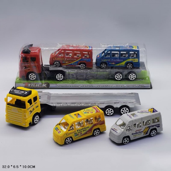 Трейлер инерционный + 2 машины (цвет в асс) I752-H11597