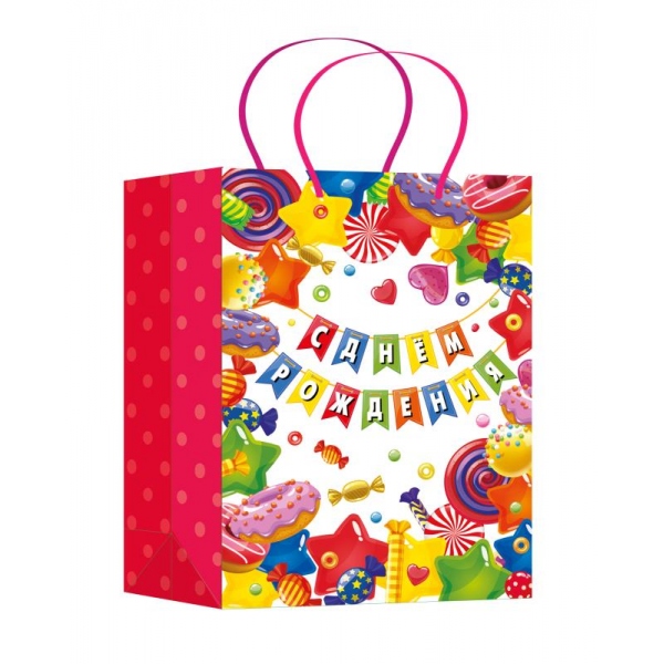 Пакет подарочный матовый "День рождения" 3, размер Мl Чудо праздник PML-122081-HBZ3