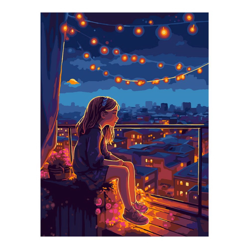 Набор д/творчества LORI Картина по номерам на картоне В огнях ночного города 28,5х38 см Кпн-292