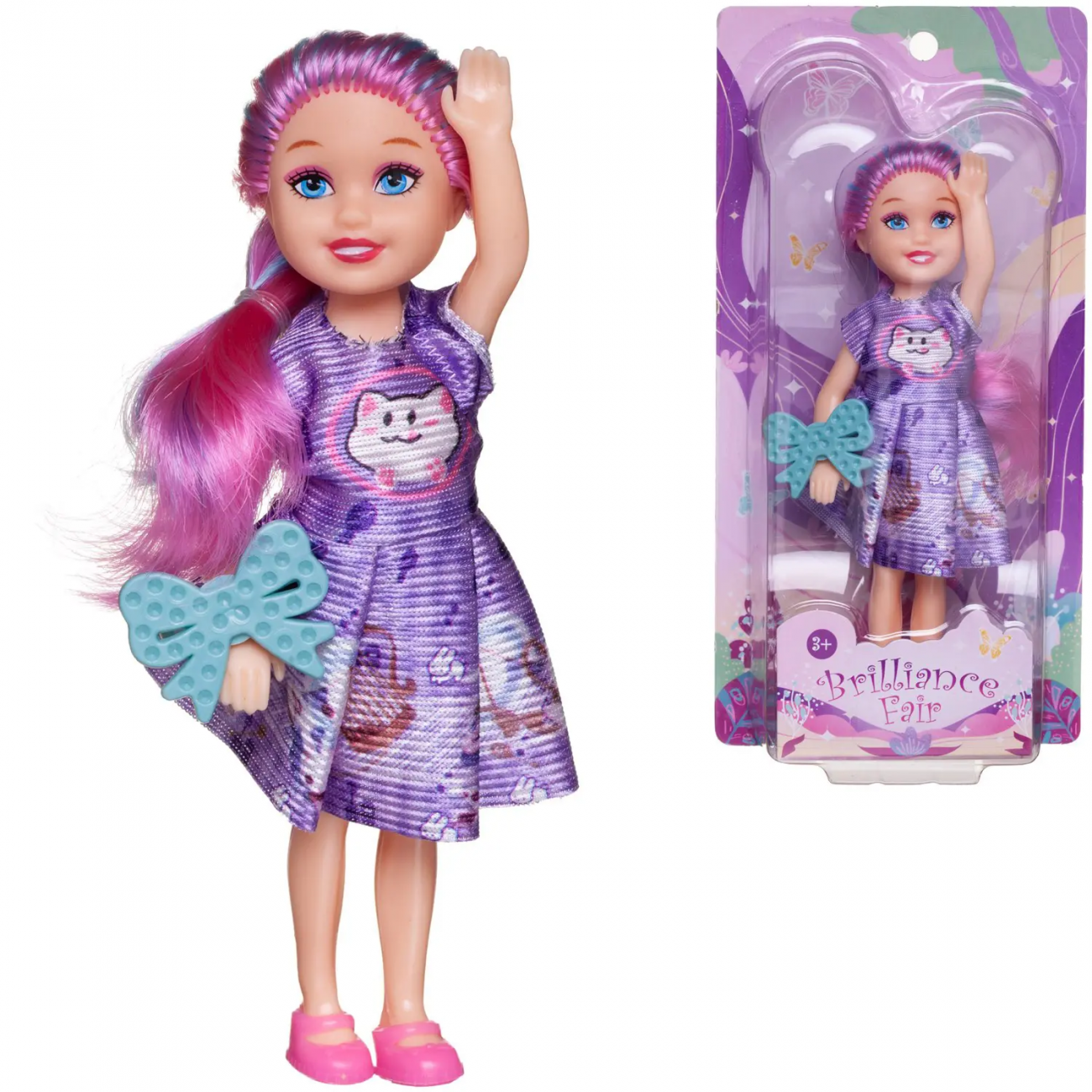 Кукла ABtoys Brilliance Fair 13 см с колечком с розовыми волосами PT-01832/розовые