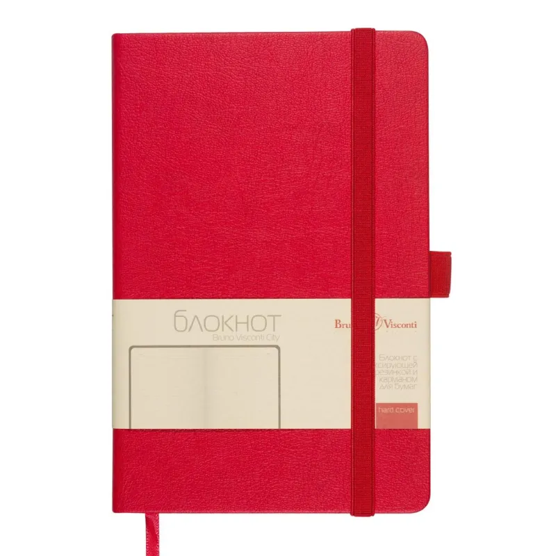 Блокнот А5 80л Bruno Visconti CITY на резинке красный 3-698/03 1943023
