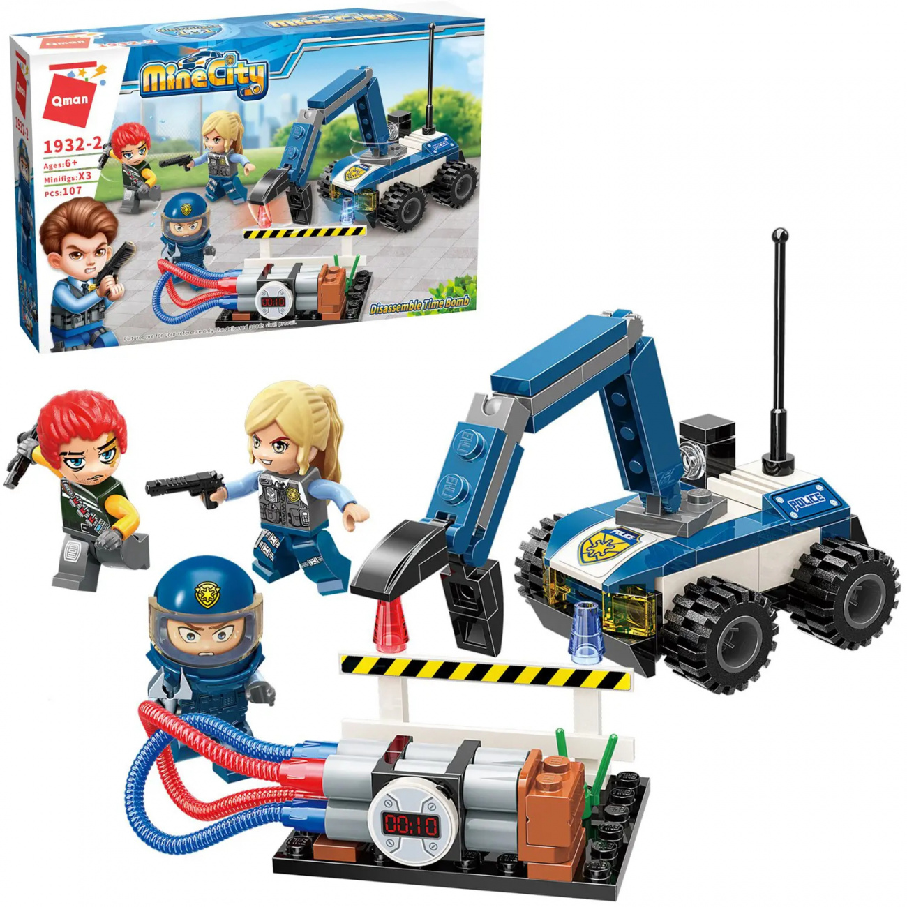 Конструктор Qman серия MineCity Полицейские истории: разминирование 107 деталей 1932q/1932-2