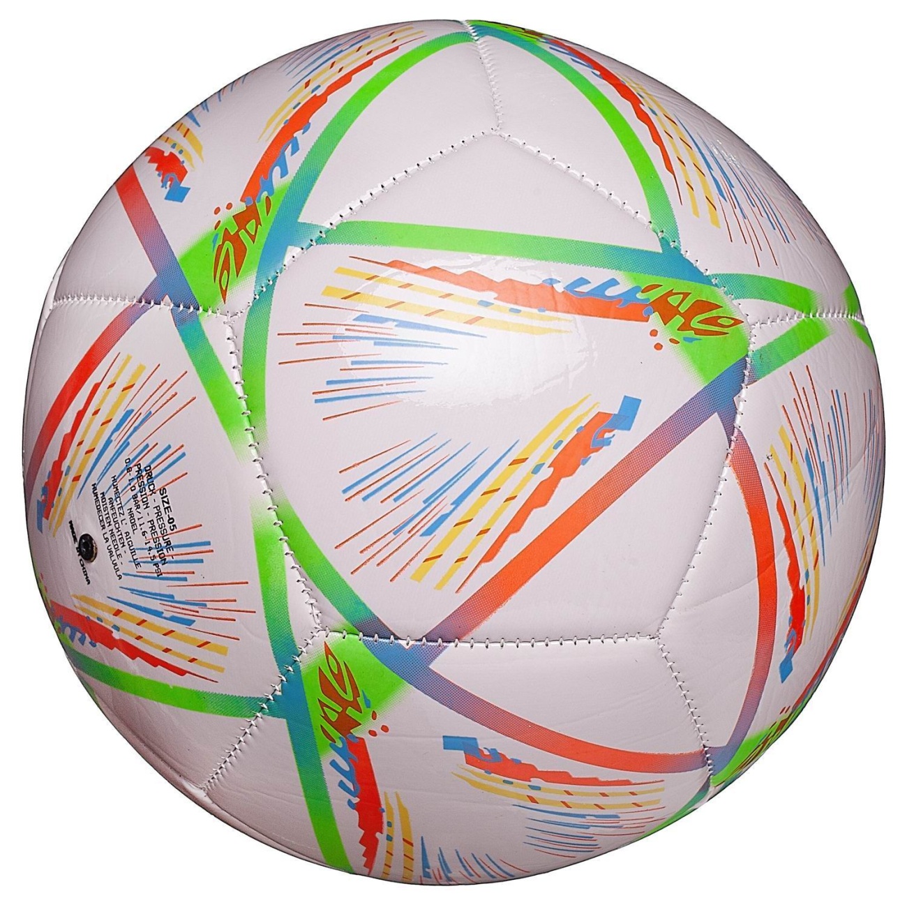 Футбольный мяч Junfa с оранжево-зелеными полосками 22-23 см L398/оранжево-зеленые