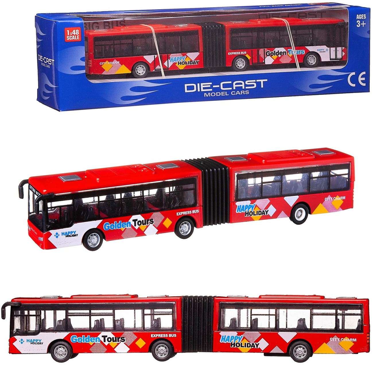Автобус Junfa металлический, красный, 26x7x6,5 632-30/красный
