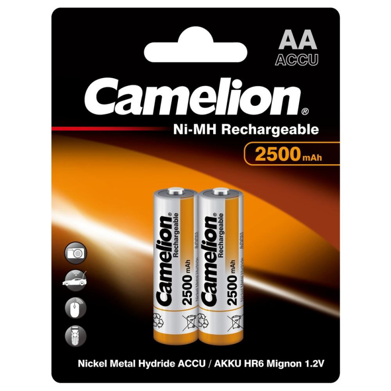 Аккумулятор Camelion AA-2500mAh 2шт/бл(NH-AA2500BP2,1.2В) (6107) 1840395